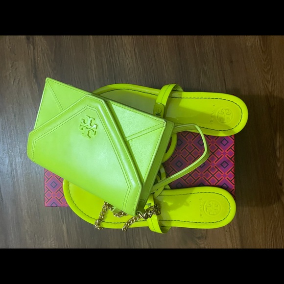 Lime Tory Burch pocketbook and slides to match for you! - Picture 1 of 3